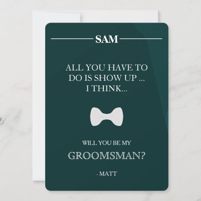 Invitación ¿Serás Mi Groomsman? (Anverso)