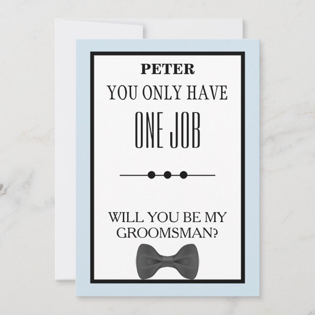 Invitación ¿Serás Mi Groomsman? (Anverso)