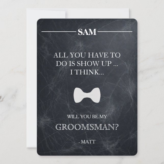 Invitación ¿Serás Mi Groomsman? (Anverso)