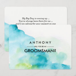 Invitación ¿Serás mi Groomsman? Acuarela moderna