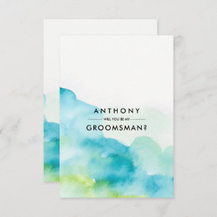 Invitación ¿Serás mi Groomsman? Acuarela moderna