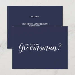 Invitación ¿Serás Mi Groomsman? Azul de la Marina de Script M
