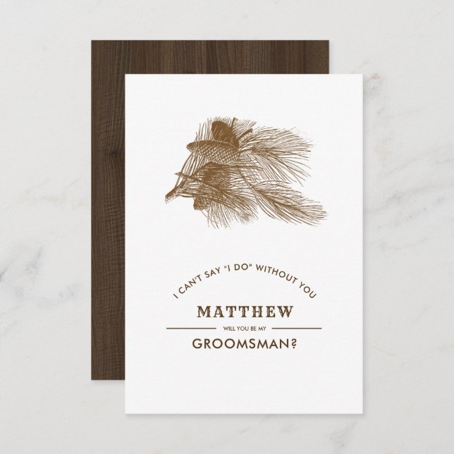 Invitación ¿Serás mi Groomsman? Barn Wood Rustic (Anverso / Reverso)