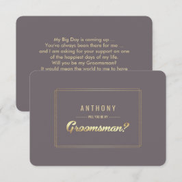 Invitación ¿Serás mi Groomsman? Boda de oro de Mocha Oscura