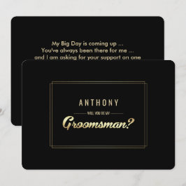 Invitación ¿Serás mi Groomsman? Boda de oro negro