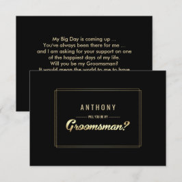 Invitación ¿Serás mi Groomsman? Boda de oro negro