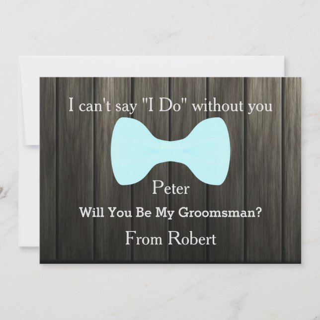 Invitación ¿Serás Mi Groomsman Bow Wooden? (Anverso)