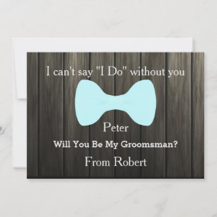 Invitación ¿Serás Mi Groomsman Bow Wooden?