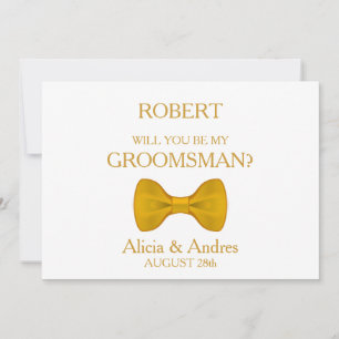 Invitación ¿Serás mi Groomsman? con barra de oro
