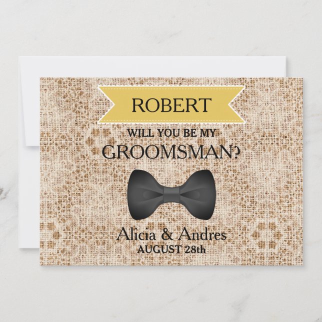 Invitación ¿Serás mi Groomsman con Bow? (Anverso)