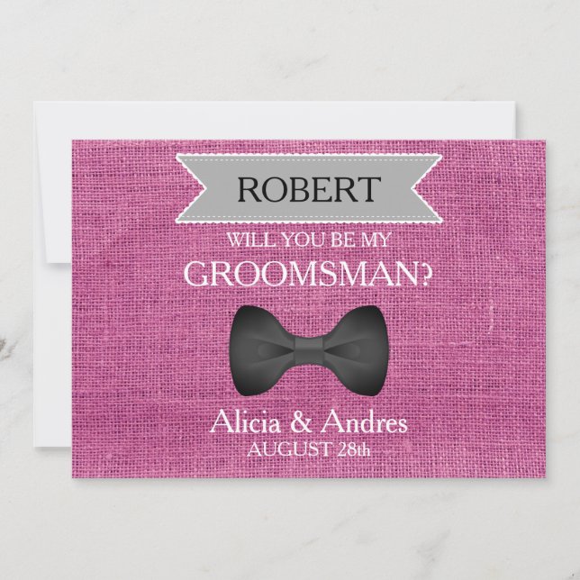Invitación ¿Serás mi Groomsman con Bow? (Anverso)