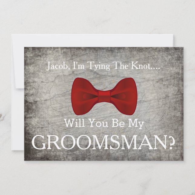 Invitación ¿Serás mi Groomsman con el aroma gris? (Anverso)