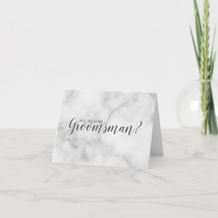 Invitación ¿Serás Mi Groomsman? Elegante guión de mármol