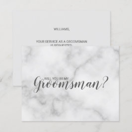 Invitación ¿Serás Mi Groomsman? Elegante guión de mármol