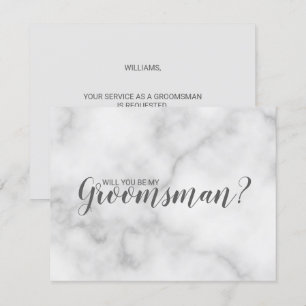 Invitación ¿Serás Mi Groomsman? Elegante guión de mármol