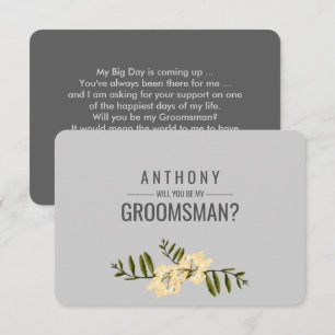 Invitación ¿Serás mi Groomsman? Gris Rama verde