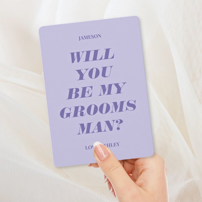 Invitación ¿Serás Mi Groomsman? Lavanda de texto moderno (Subido por el creador)