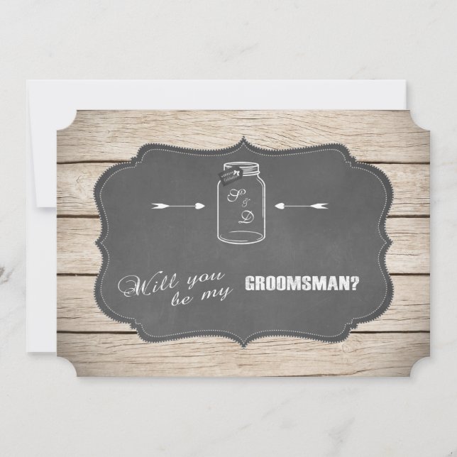 Invitación ¿Serás Mi Groomsman? Mason Jar Chalkboard (Anverso)