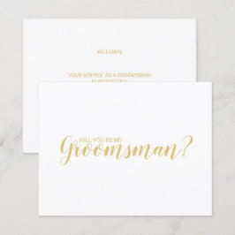 Invitación ¿Serás Mi Groomsman? Oro de guión moderno
