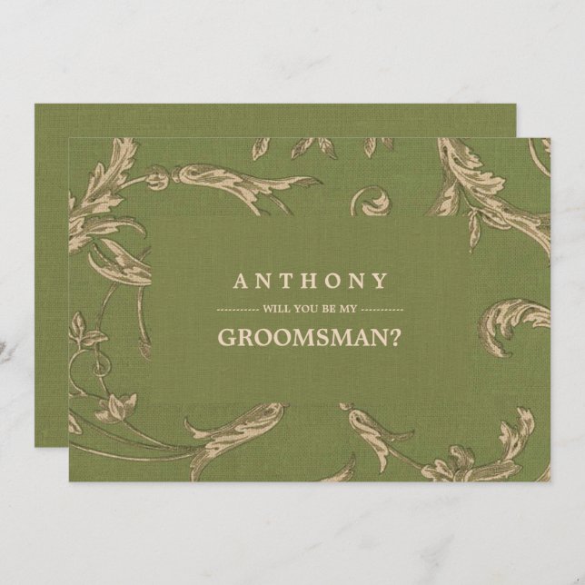Invitación ¿Serás mi Groomsman? Patrón de cosecha (Anverso / Reverso)