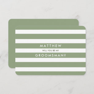 Invitación ¿Serás mi Groomsman? Patrón de franja verde
