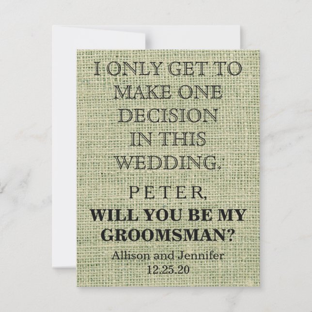 Invitación ¿Serás mi Groomsman? Personalizado (Anverso)