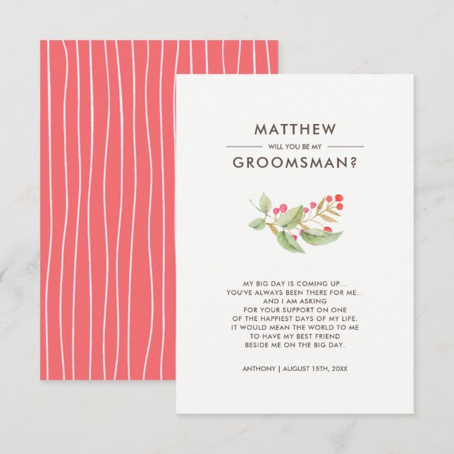 Invitación ¿Serás mi Groomsman? Personalizado (Anverso / Reverso)