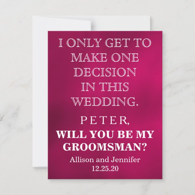 Invitación ¿Serás mi Groomsman? Personalizado (Anverso)