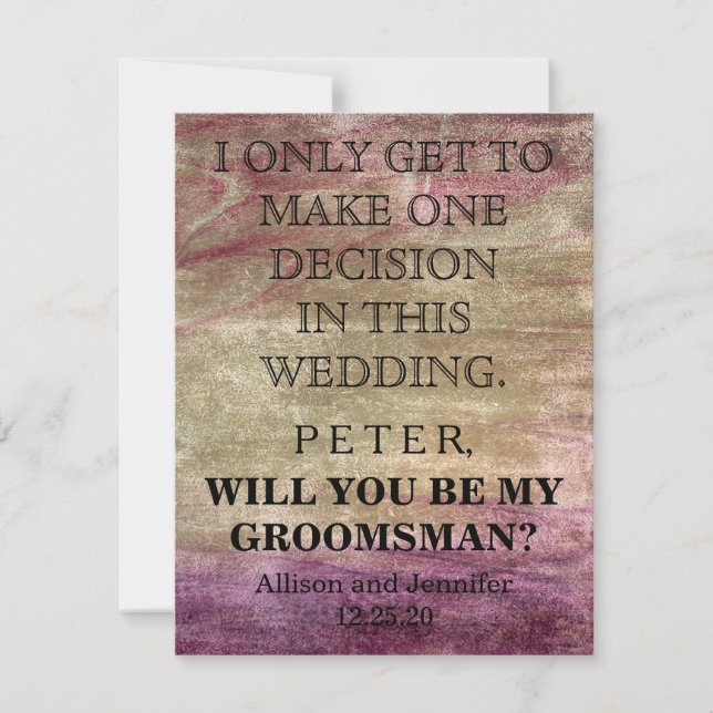 Invitación ¿Serás mi Groomsman? Personalizado (Anverso)