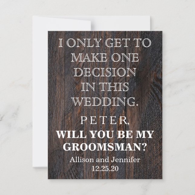 Invitación ¿Serás mi Groomsman? Personalizado (Anverso)