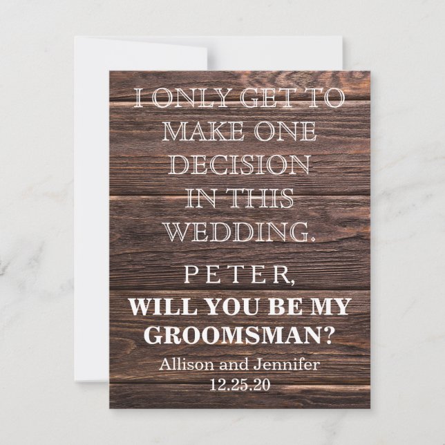 Invitación ¿Serás mi Groomsman? Personalizado (Anverso)