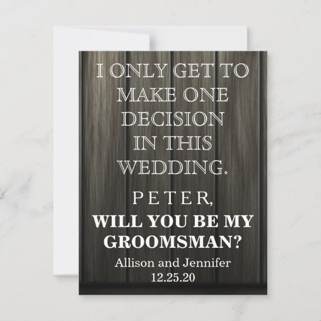 Invitación ¿Serás mi Groomsman?Personalizado (Anverso)