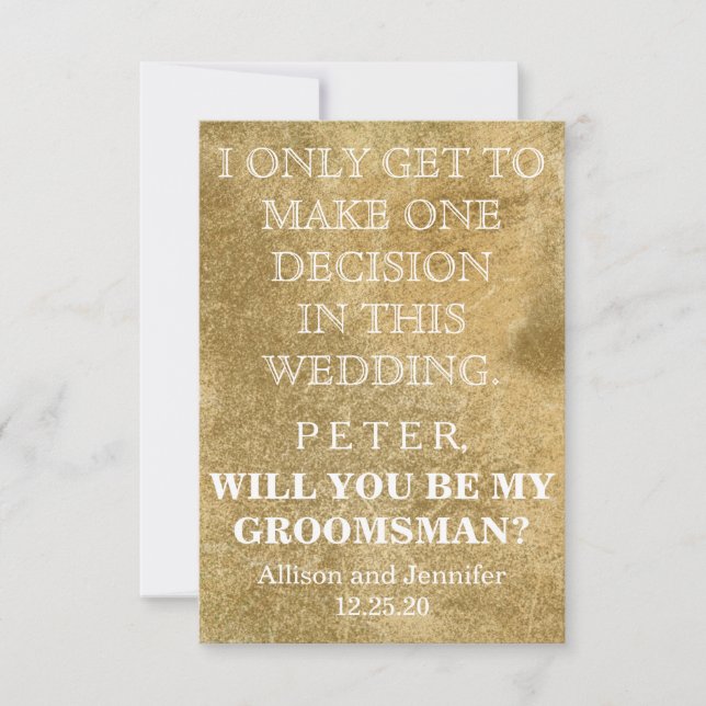 Invitación ¿Serás mi Groomsman?Personalizado (Anverso)