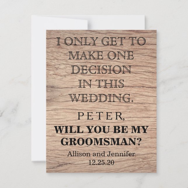 Invitación ¿Serás mi Groomsman? Personalizado (Anverso)