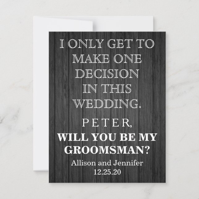 Invitación ¿Serás mi Groomsman? Personalizado (Anverso)