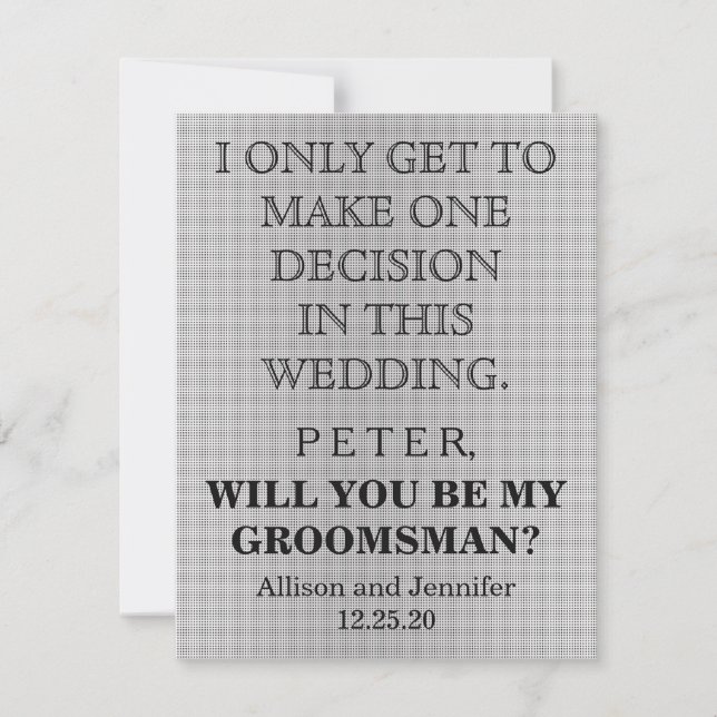 Invitación ¿Serás mi Groomsman? Personalizado (Anverso)