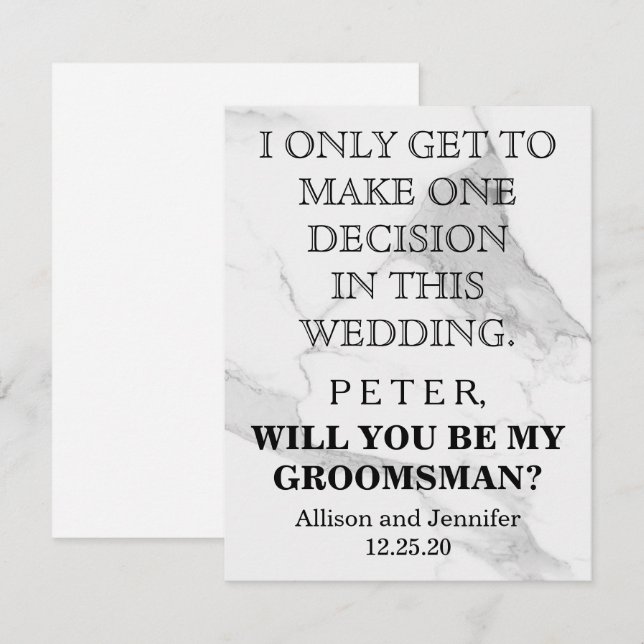 Invitación ¿Serás mi Groomsman?Personalizado (Anverso / Reverso)