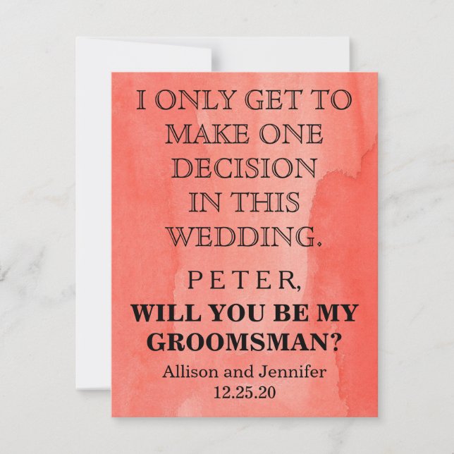 Invitación ¿Serás mi Groomsman? Personalizado (Anverso)