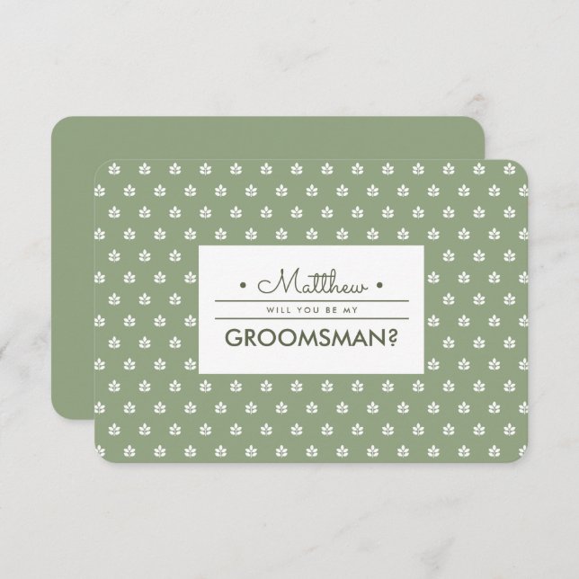 Invitación ¿Serás mi Groomsman? Ramas blancas verdes (Anverso / Reverso)