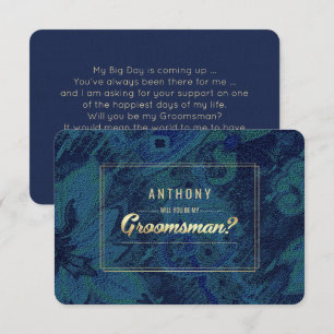 Invitación ¿Serás mi Groomsman? Resumen verde azul