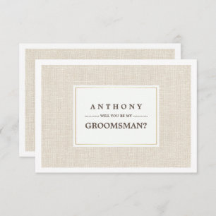 Invitación ¿Serás mi Groomsman? Textura de Burlap