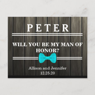 Invitación ¿Serás mi hombre de honor? Madera personalizada
