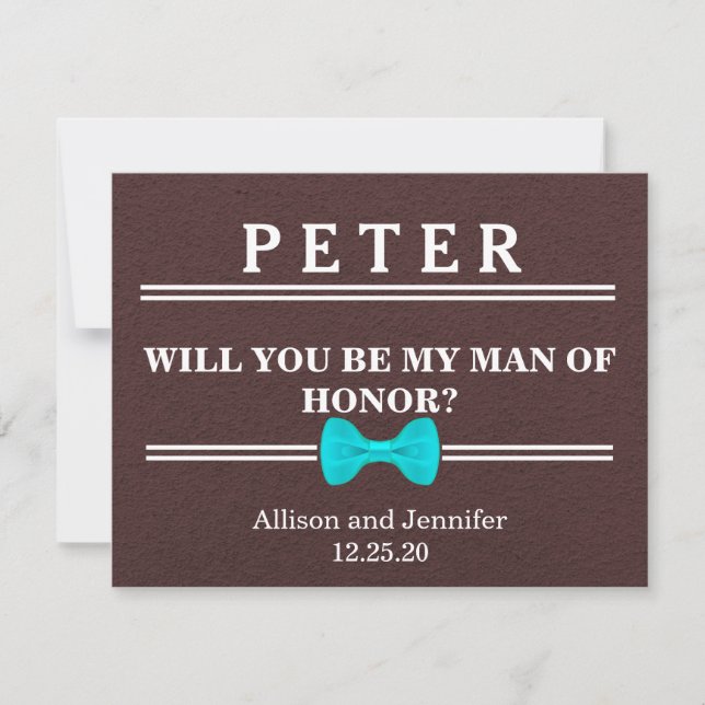 Invitación ¿Serás mi hombre de honor? Personalizado (Anverso)