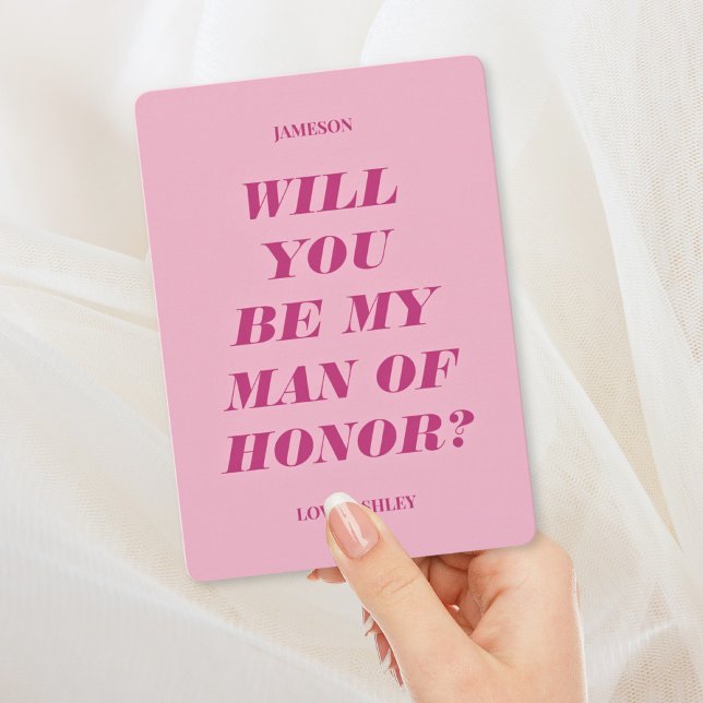 Invitación ¿Serás mi hombre de honor? Texto moderno rosa (Subido por el creador)