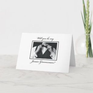 Invitación ¿Serás mi Junior Groomsman, negro y blanco