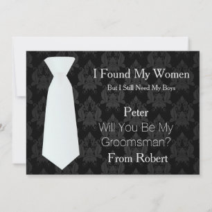 Invitación ¿Serás Mi Madera De Tiempos Blancos De Groomsman?