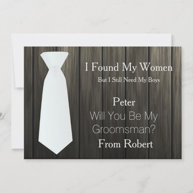 Invitación ¿Serás Mi Madera De Tiempos Blancos De Groomsman? (Anverso)