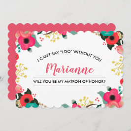 Invitación ¿Serás mi Matrón de Honor? Floral moderna
