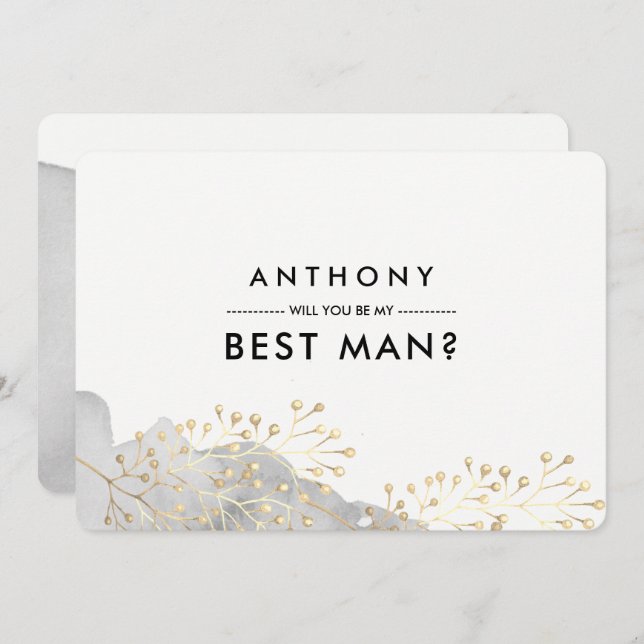 Invitación ¿Serás mi mejor hombre? Agua gris (Anverso / Reverso)