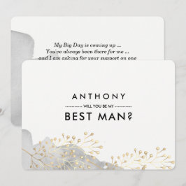 Invitación ¿Serás mi mejor hombre? Agua gris